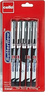 CELLO BUTTERFLOW BALL PEN 0.7MM BLISTER OF 5PC أسود