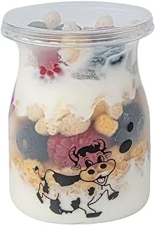 Restaurantware Clear Plastic Happy Cow Yogurt Cup - With Lid 2 1/4