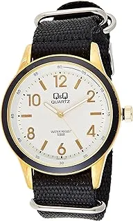 Q&Q Men White Dial Fabric Band Watch - Q922J114Y, Black