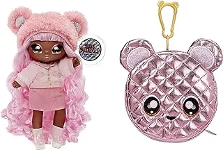 نا! نا! نا! Surprise Glam Series Cali Grizzly Fashion Doll and Metallic Bear Wallet ، شعر وردي ، زي وإكسسوارات قبعة ضبابية لطيفة ، هدية للأطفال 2 في 1 ، لعبة للبنات والأولاد من سن 5 6 7 8 سنوات فما فوق