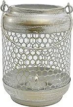 Home Town Lantern Metal White Brush Candle Holder,16X12Cm