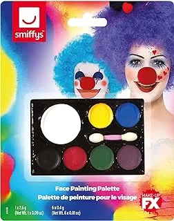 Smiffys Face Painting Palette with Applicator Seven Colours Greasepaint