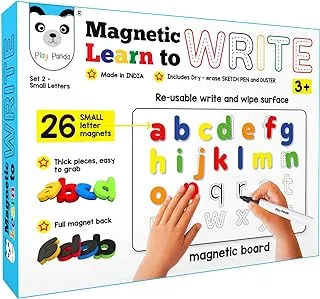 PLAY PANDA Magnetic Learn To Write Small Letters - Includes Write And Wipe Magnetic Board, 26 Small Letter Magnets, Dry Erase Sketch Pen And Duster - Simplify Teaching And Learning