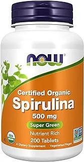 Now Foods Organic Spirulina, Super Green, 500Mg, 200 Tablets