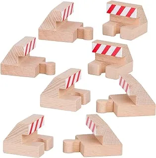 Orbrium Toys Track End Bumper Buffer Stop Set Wooden Railway Fits Thomas Brio Chuggington Melissa Doug Imaginarium (4-Piece)