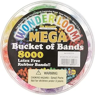 The Beadery Mega Bucket Of Bands, 8000Piece, Neon Multi