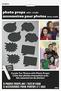 Unique Party 63566 - Chalkboard Photo Booth Props, Pack of 8