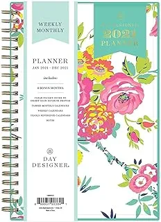 Blue Sky Day Designer for Blue Sky 2021 Weekly & Monthly Planner, Flexible Cover, Twin-Wire Binding, 12.7 cm x 20.3 cm, Peyton White