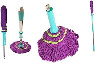 Cleano Microfiber Twist Rotating Floor Cleaner Mop, Microfiber Twist Tornado Mop DUSt Mop With Wringer Self-Wringing Blue-Purple