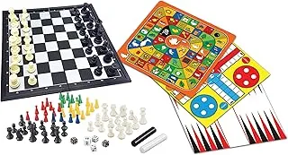 Lexibook 8-in-1 games set, Chess, Checkers, Backgammon, Chinese Nine men's Morris Game, Snakes & Ladders Goose Ludo Game JGM800, One Size