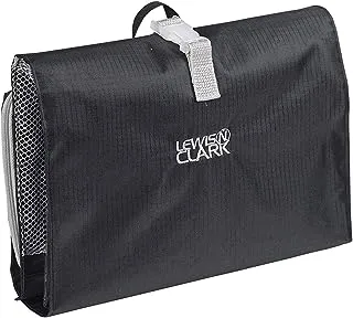 Lewis N. Clark Hanging Toiletry Bag for Travel Accessories, Shampoo, Cosmetics + Personal Items with Waterproof Compartment and Folding Design,Black, Black, One Size