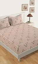 Swayam Zinnia Collection Queen Fitted Bedsheet With 2 Pillow Cover, Brown, 150 X 200 40 Cm, Qft15007, Set Of 3