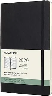 Moleskine 13 × 21 سم 12 شهرًا أجندة أجندة أسبوعية أفقية 2020 بغطاء ناعم وإغلاق مرن - أسود