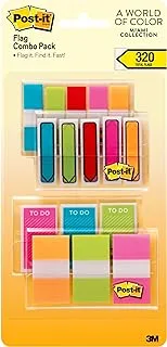 Post-it Flags Miami Collection with 320 Assorted Color Flags, 60 .94 in Writable Arrow Flags, 60 .94 in Flags, 100 .47 in Arrow Flags and 100 .47 in Flags (683-XLM)