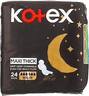 Kotex Maxi Protect Thick Pads, Overnight Protection Sanitary Pads with Wings, 48 Sanitary Pads - Packaging May Vary