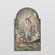 Creative Co-Op da0262 vintage mary & angels image on decorative wood wall dcor , gray