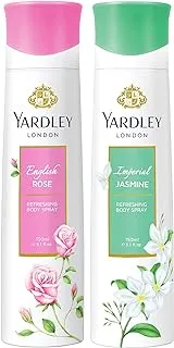 Yardley London Body Spray Twin Pack- 150 ml, English Rose + Imperial Jasmine