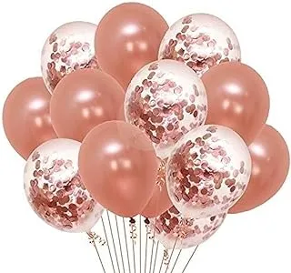 Party Propz Pack of 18 Pcs Rose Gold Latex & Confetti balloons for birthday decoration items/balloons for birthday party