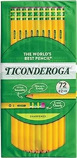 Ticonderoga Wood-Cased Pencils, Pre-Sharpened, 2 HB Soft, Yellow, 72 Count