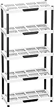 Cosmoplast 5 Tiers Shelving Storage Rack, White & Black