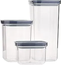 Organizers Leakproof Set Of 3 Food Storage Containers For Kitchen Organization, Airtight Liquid Sealed Always Fresh Plastic Container Set With Vacuum Lid – Bpa Free Storage Container