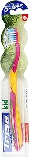 Trisa Pro Clean Kid Toothbrush, 3-6 Years, Finest swiss oral care, Extra soft bristle compact brush head, Ideal for milk Teeth, Made in Switzerland, 1 pc. Assortment,