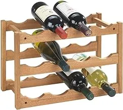 WENKO Norway Wine Rack, Walnut Wood, Home Bottle and Drink Storage, Decorative & Strong Design, Durable Construction, 42x28x21cm, Walnut