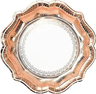 Talking Tables Party Porcelain Foil Paper Plates 12-Piece, 23 Cm Diameter, Rose Gold