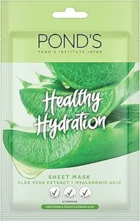 POND'S Healthy Hydration Sheet Mask for fresh, hydrated skin, Aloe Vera, with 100% natural origin aloe vera extract, hyaluronic acid & vitamin B3, 25ml