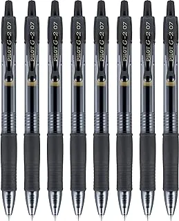 Pilot G2 Premium Refillable & Retractable Rolling Ball Gel Pens, Fine Point, Black, 8-Pack (15298)