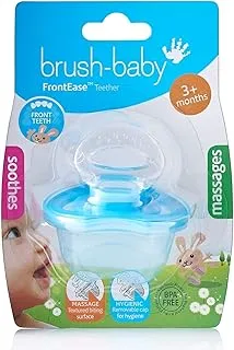 Brush-Baby FrontEase Teether for Soothing First Teeth Development, Gentle Gum Relief for Babies 3-36 Months, Easy-to-Hold, Safe & Durable Baby Oral Care, Blue