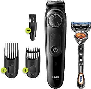 Braun Beard Trimmer Bt5242 With Precision Dial, 2 Combs And Gillette Fusion5 Proglide Razor., Black