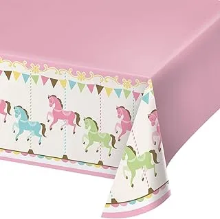 Creative Converting 329354 Carousel Baby Shower All Over Print Plastic Tablecover