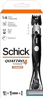 Schick Quattro Titanium Freestyle 4 Blade Hair Trimmer Kit For Men-Lubrication Strip With Aloe & Jojoba-Shave, Edge Trim All In One-Comfort Precision Styling-Easy Rinse-1 Razor