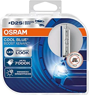 OSRAM XENARC® Cool Blue Boost, D2S, Hid Headlamp, Xenon Headlight Lamps, 66240Cbb-Hcb, Hyper Blue Light, 85V, 35W, 7000K, off-road use only, Duo Box (2 lamps)