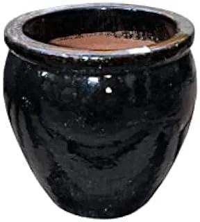 Dubai Garden Centre Ceramic Pot, Small, Glossy Black