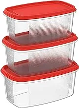 Cosmoplast Food Storage Pack Of 750 Ml, 1.5, 2.5, 4L Oval Containers, Red