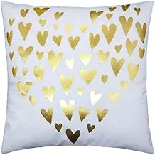 Rishahome Golden Heart Metallic Printed Cushion Cover 45X45 Cm