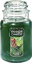 Yankee Candle Balsam & Cedar المعطرة ، برطمان كلاسيكي كبير 22 أونصة شمعة بفتيل واحد ، أكثر من 110 ساعة من وقت الاحتراق