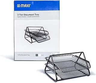 Maxi Mesh Document Tray Black,Metal A4 Paper Office Tray, Letter Organizer Holder Desktop Accessories 2 Tires, 2TRBL