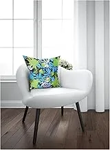 Home Town Digital Print Micro Fibre Floral Blue & Green Cushion With Filler,45X45Cm