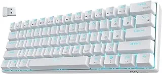 RK ROYAL KLUDGE RK61 Wireless 60% Mechanical Gaming Keyboard, Ultra-Compact Bluetooth Keyboard, Compatible for Multi-Device Connection (Blue Backlit(Brown Switch))