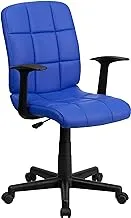 Flash Furniture Mid-Back Blue Quilted Vinyl Swivel Task Office Chair With Arms