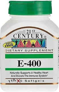 21st Century Vitamin E, 180 Mg (400 Iu), Healthy Heart & Immune System, 110 Softgels