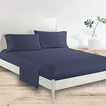 Generic Satin Polyester Fitted King Bedsheet, Gray/Blue, 274 X 259Cm