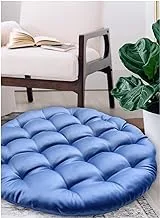 Home Town Plain Micro Fibre Round Silver Blue Floor Cushion,60X60Cm