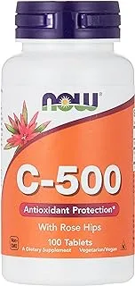 Now Foods C-500 مع ورد ورد - 100 قرص