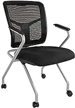 Mahmayi Aura 840NSF Ergonomics Folding wheel Chair Computer Chair, Back Rest Chair Visitor Conference Chairs, Heavy Duty Steel Chair, Guest Chair, Study Chair for Students, Home & Office, Black