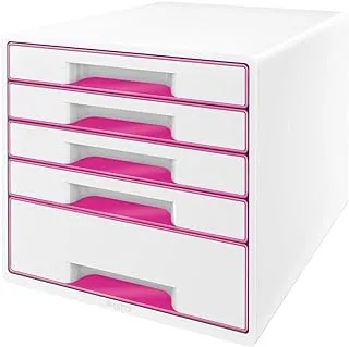 صندوق تخزين Leitz Wow Cube مع أدراج 5 Schubladen Rosa Metallic ، وردي