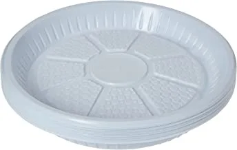 Hotpack Disposable Plastic White Round Food Serving Plate 9inch, 25 Pieces